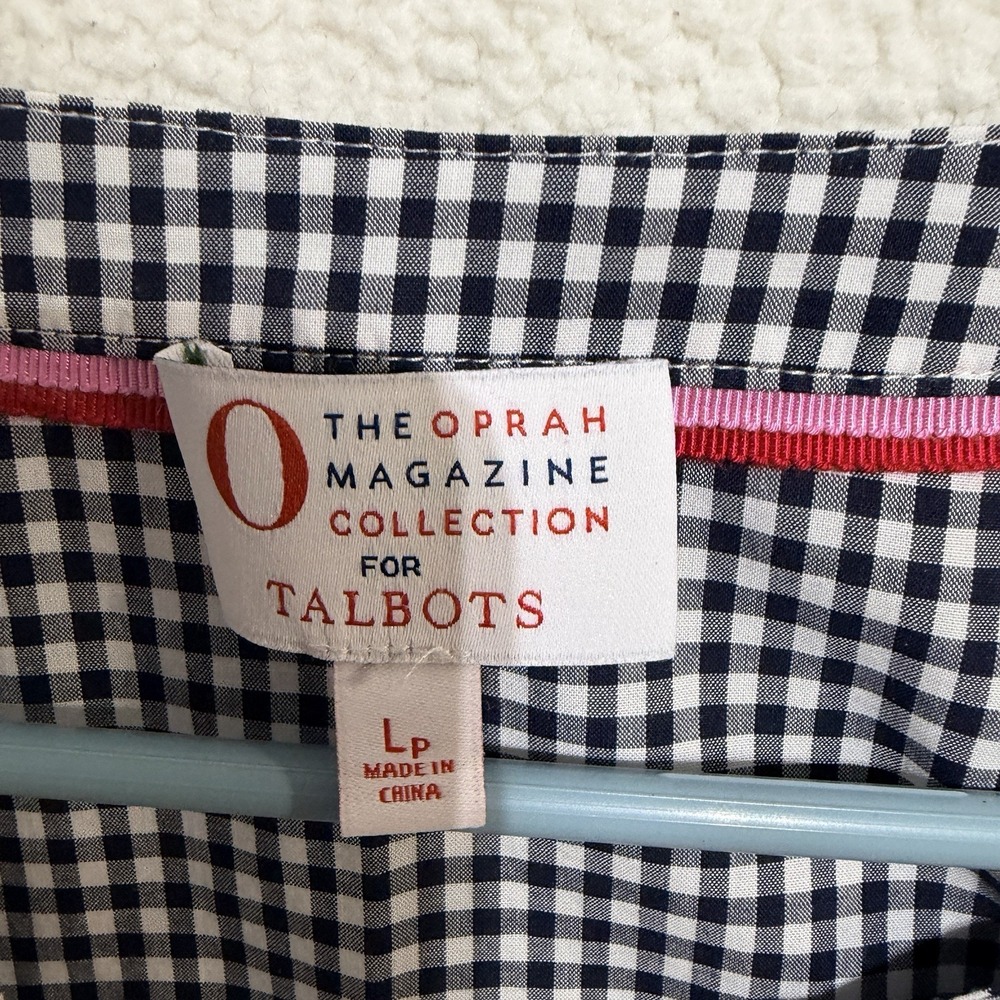 Talbots Oprah Collection Large Gingham Ladybug Top Teacher Preppy Academia - Picture 3 of 5